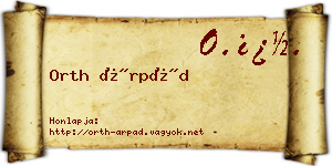 Orth Árpád névjegykártya