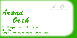 arpad orth business card